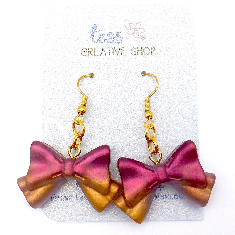 Handmade Resin Bow Earrings NEW